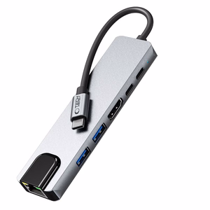 Tech-Protect HB02 HUB Adapter 6in1 USB-C + USB2.0 + USB3.0 + HDMI 4K 30Hz + RJ45 + PD100W - gray