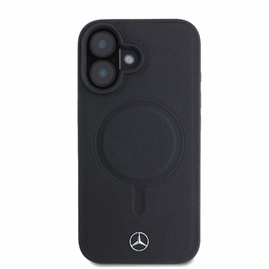 Mercedes Plain Smooth nahkainen MagSafe Suojakuori iPhone 16:lle - musta