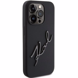 KARL LAGERFELD Suojakuori IPHONE 15 Prolle KLHCP15LSKSBMCK (Silicone Karl Script Logo) musta