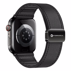Hihna Apple Watch:lle Forcell F-Design FA21 magneettinen ekologinen nahka 42 / 44 / 45 / 49 mm musta