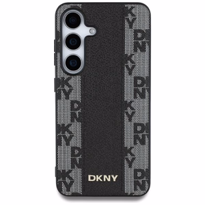 DKNY Nahkainen Checkered Pattern MagSafe Suojakuori Samsung Galaxy S25:lle - musta