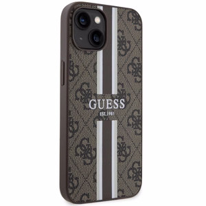 Guess GUHMP14MP4RPSW iPhone 14 Plus 6.7 ruskea/ruskea suojakuori 4G Printed Stripes MagSafe