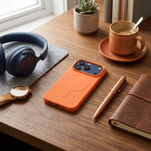 Silikoninen Mag Cover-suojakuori mallille iPhone 17 Pro / 18 Pro, MagSafe-yhteensopiva suurella kamera-aukolla – oranssi