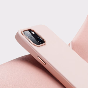 Dux Ducis Grit Nahkakotelo iPhone 14 Plus:lle Elegantti tekonahkakotelo (MagSafe-yhteensopiva) Vaaleanpunainen