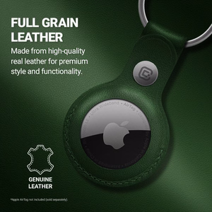 Crong leather protective key-ring case for Apple AirTag 1 / 2, green