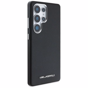 Karl Lagerfeld Saffiano Full Wrapped Elongated Metal Logo MagSafe Suojakuori Samsung Galaxy S25 Ultralle - musta