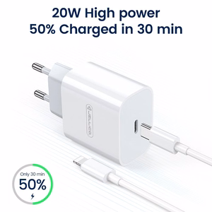 Laturi Jellico AK180 20W USB-C + USB-C-Lightning-kaapeli 1.0m valkoinen