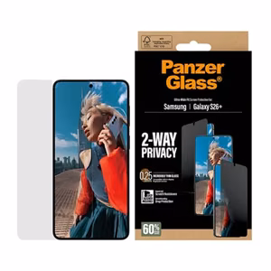 PanzerGlass 2-Way Privacy näytönsuoja Samsung Galaxy S26 Plus UWF EasyAligner-kiinnittimellä