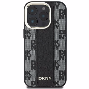 DKNY Checkered Pattern Magsafe iPhone 16 Pro:lle Suojakuori - Musta