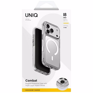 Uniq Combat Magclick Charging -suojakuori iPhone 18 Pro / 17 Pro – valkoinen