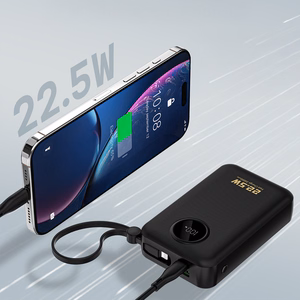 Dudao K14+ varavirtalähde 20000mAh 22.5W USB-C / USB-A / sisäänrakennetut Lightning- ja USB-C-kaapelit - musta