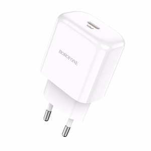 Borofone BN3 Premium USB-C -seinälaturi QC 3.0 PD 2.0 20W valkoinen