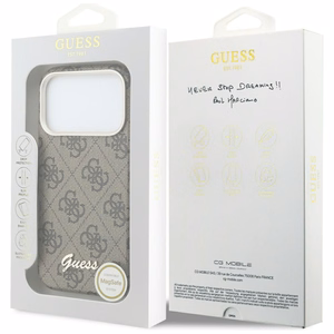 Guess 4G Script MagSafe suojakuori iPhone 17 Pro ruskea