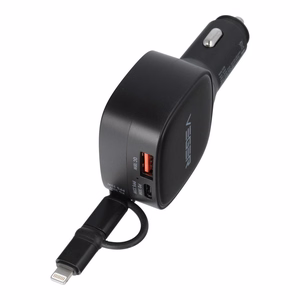 Autolaturi VEGER USB C + kaapeli USB C / Lightning QC PD 84W CC89 musta