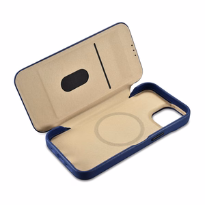 iCarer CE Premium Nahka Folio Case iPhone 14 Plus Magneettinen Flip Nahka Folio Case MagSafe Blue (WMI14220715-BU)