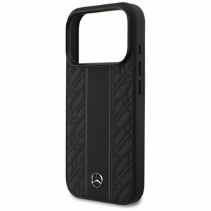 Mercedes Nahkainen Laurel Leaves Stripes MagSafe Suojakuori iPhone 17 Pro:lle - Musta