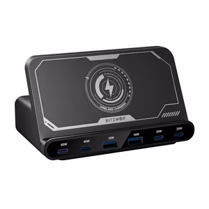Blitzwolf BW-S27 160W, 2xUSB-A, 4xUSB-C, 15W langaton laturi (musta)