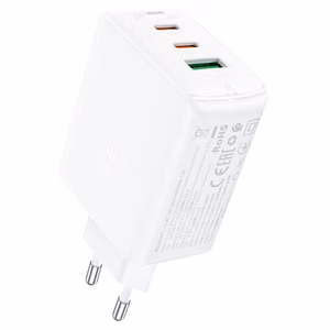 Acefast nopea laturi GaN (2x USB-C / USB-A) PPS / PD / QC4+ 65W valkoinen (A41)