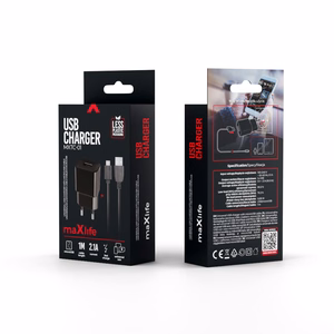 Maxlife MXTC-01 charger 1x USB 2.1A black + microUSB cable