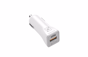 Autolaturi MX KAPPA 18W PD+QC, USB-A+C valkoinen