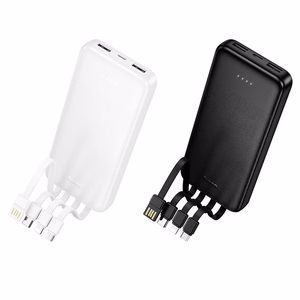 Hoco J163 -varavirtalähde 10000 mAh 2A neljällä sisäänrakennetulla kaapelilla USB-A + USB-C + Lightning + Micro USB, valkoinen
