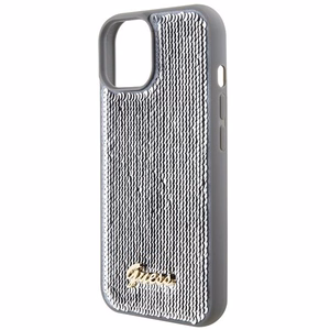 Guess Suojakuori iPhone 13 / 14 / 15:lle GUHCP15SPSFDGSS Sequin Script Metal - hopeinen