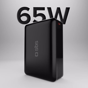 Powerbank SBS 20000mAh 65W PD AFC USB-C USB-A kannettavalle tietokoneelle, tabletille, älypuhelimelle - musta