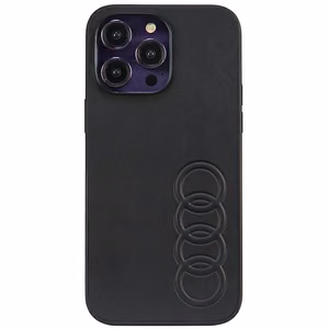 Audi Synthetic Leather Suojakuori iPhone 14 Pro Max 6.7 musta/musta kova kuori AU-TPUPPCIP14PM-TT/D1-BK