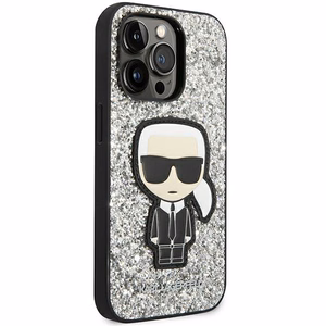 Karl Lagerfeld KLHCP14LGFKPG iPhone 14 Pro 6.1 "kovakotelo hopea / hopea Glitter Flakes Ikonik Glitter Flakes Ikonik