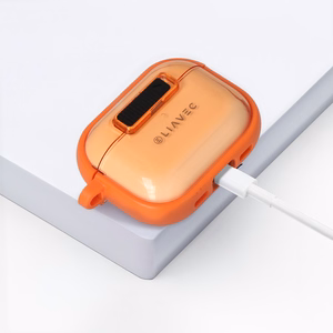 Liavec SlideLock Case for Apple AirPods Pro 3 transparent-orange