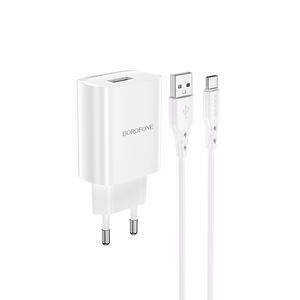 Borofone Seinälaturi BN1 Innovative - USB - 2,1A USB-C-kaapelilla valkoinen