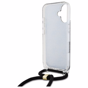 Guess Crossbody Cord 4G Print suojakuori iPhone 16:lle - musta