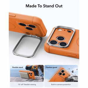 ESR Cyber Tough Kickstand MagSafe suojakuori malleille iPhone 18 Pro / 17 Pro, oranssi