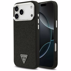 Guess Glitter Triangle Logo MagSafe Suojakuori iPhone 17 Pro Max:lle - Musta