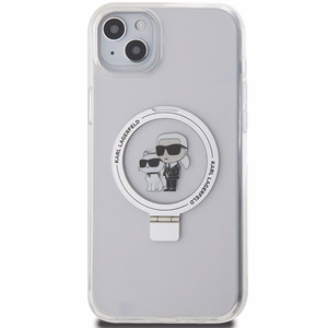 Karl Lagerfeld KLHMP15MHMRSKCH iPhone 15 Plus / 14 Plus 6.7 valkoinen/valkoinen kovakuori Ring Stand Karl&Choupette MagSafe
