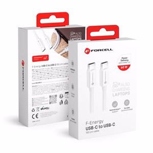 Kaapeli USB C - USB C Forcell F-Energy QC4.0 PD 3A 60W 1,5 m C338 valkoinen
