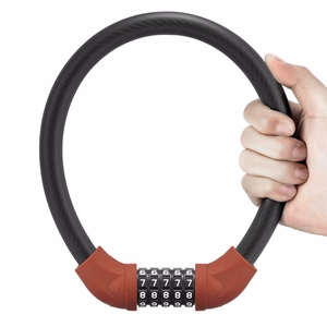 Rockbros RKS870-BK koodillinen polkupyörän lukko 85 cm teräsvaijerilla – punainen