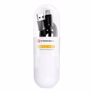 Kaapeli USB A - USB C Forcell F-Energy QC3.0 3A Tube 1 m C398 musta