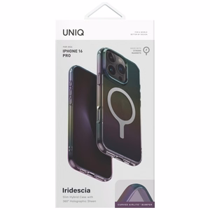 Uniq Iridescia Magclick Lataus Suojakuori iPhone 16 Pro:lle - Musta