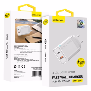 Blavec Seinälaturi BC-5 GaN - USB + Type C - PD QC 45W 3A (TCBC5G-UCW453A) valkoinen