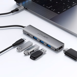 Acefast J16 USB Hub USB-C 5-in-1 HDMI 4K 60Hz PD90W Docking Station - Gray