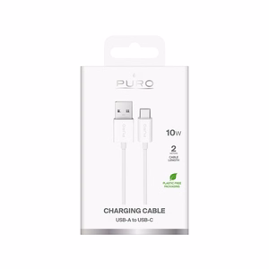 Puro 10W TPE USB-A - USB-C kaapeli 2m - Valkoinen