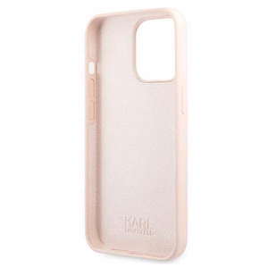 Karl Lagerfeld Suojakuori iPhone 13 Pro:lle KLHCP13LSLKHLP Silikoninen K. Head Vaaleanpunainen
