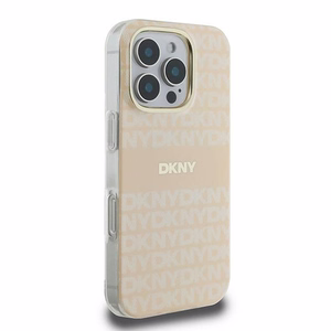 DKNY Repeat Texture Pattern Stripe iPhone 16 Pro Max:lle Suojakuori - Vaaleanpunainen