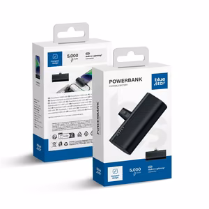 Ulkoinen akku Blue Star W0556P 2,1A 5000 mAh sisäänrakennetulla Lightning-liittimellä musta