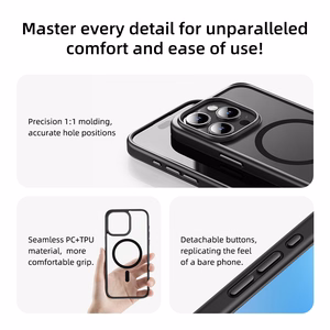 Rock Guard Series magneettinen suojakuori Iphone 15 Plus -puhelimelle, läpinäkyvä-musta