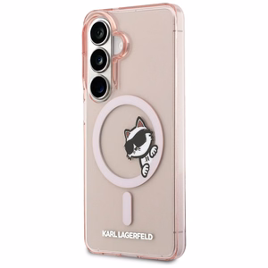 Karl Lagerfeld suojakuori IML Peekaboo Choupette MagSafe Samsung Galaxy S26:lle pinkki