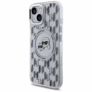 Karl Lagerfeld IML Monogram Karl & Choupette Head MagSafe Suojakuori iPhone 15:lle - Läpinäkyvä