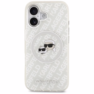 Karl Lagerfeld IML Glitter Karl & Choupette Heads Logo MagSafe -suojakuori iPhone 17 - harmaa