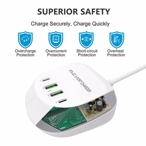 Travel charger T3P+ - 2xType C + 2xUSB - QC + PD 40W white